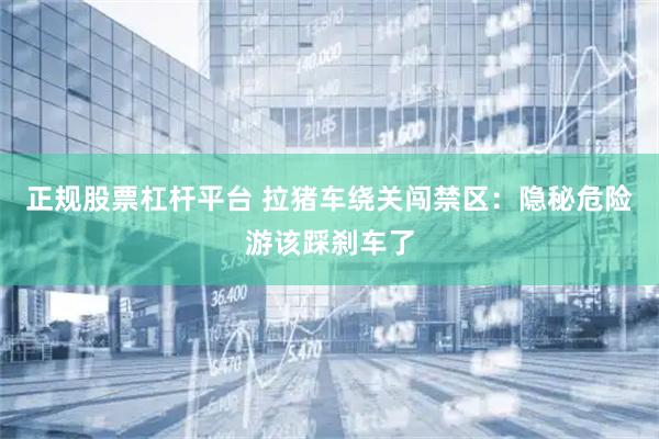 正规股票杠杆平台 拉猪车绕关闯禁区:隐秘危险游该踩刹车了