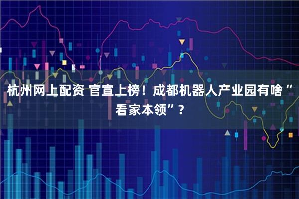 杭州网上配资 官宣上榜！成都机器人产业园有啥“看家本领”？